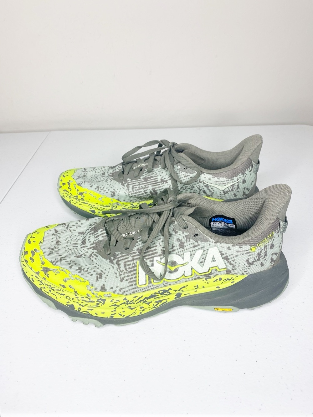 HOKA Speedgoat 6 GTX Trail Running Shoe Slate/Aloe Vera Gray Yellow Size 8D